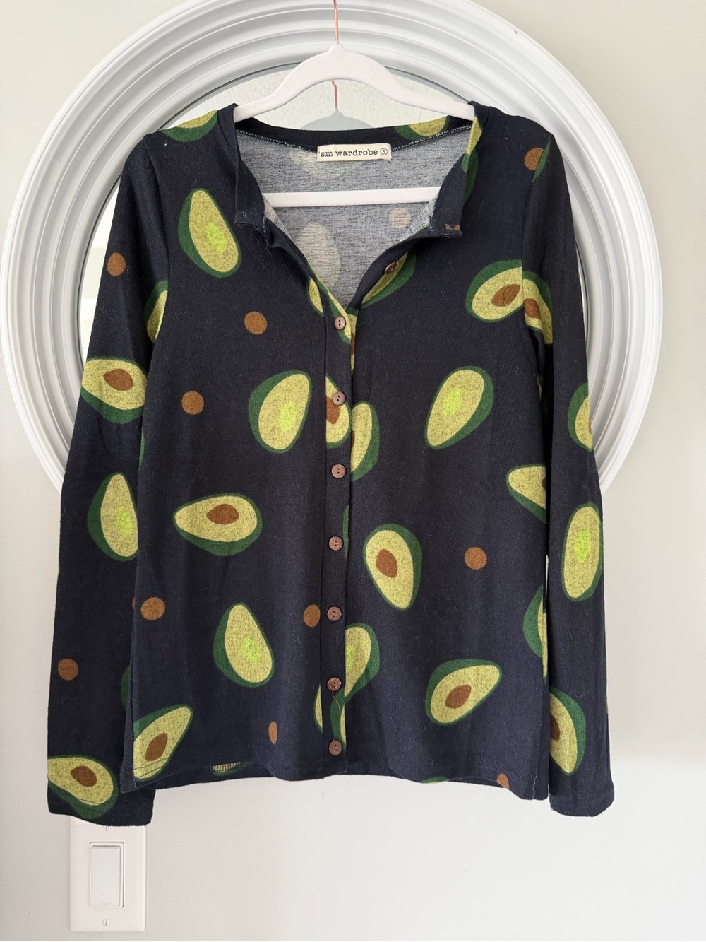 sm wardrobe Avocado Print Button Up Cardigan Top Size Small